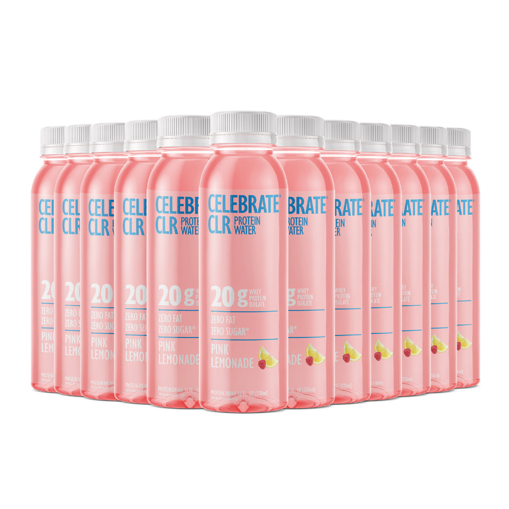 Multiple bottles of Celebi Protein Water on a white background