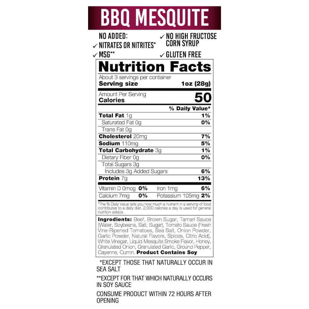 Picture of Wicked Cutz Beef Jerky BBQ Mesquite Flavor Nutrition Facts