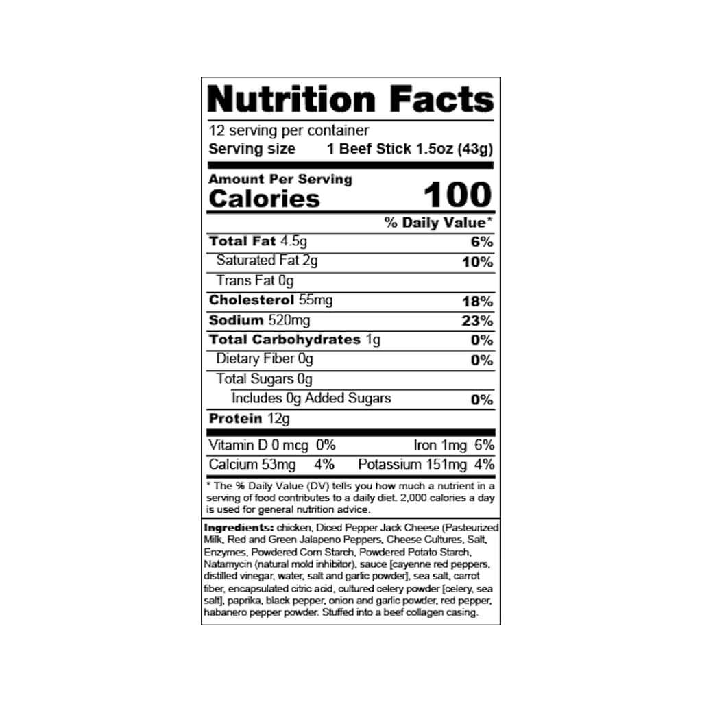 Picture of Wicked Cuts Buffalo Chicken and cheese Snack Sticks Nutrition Facts
