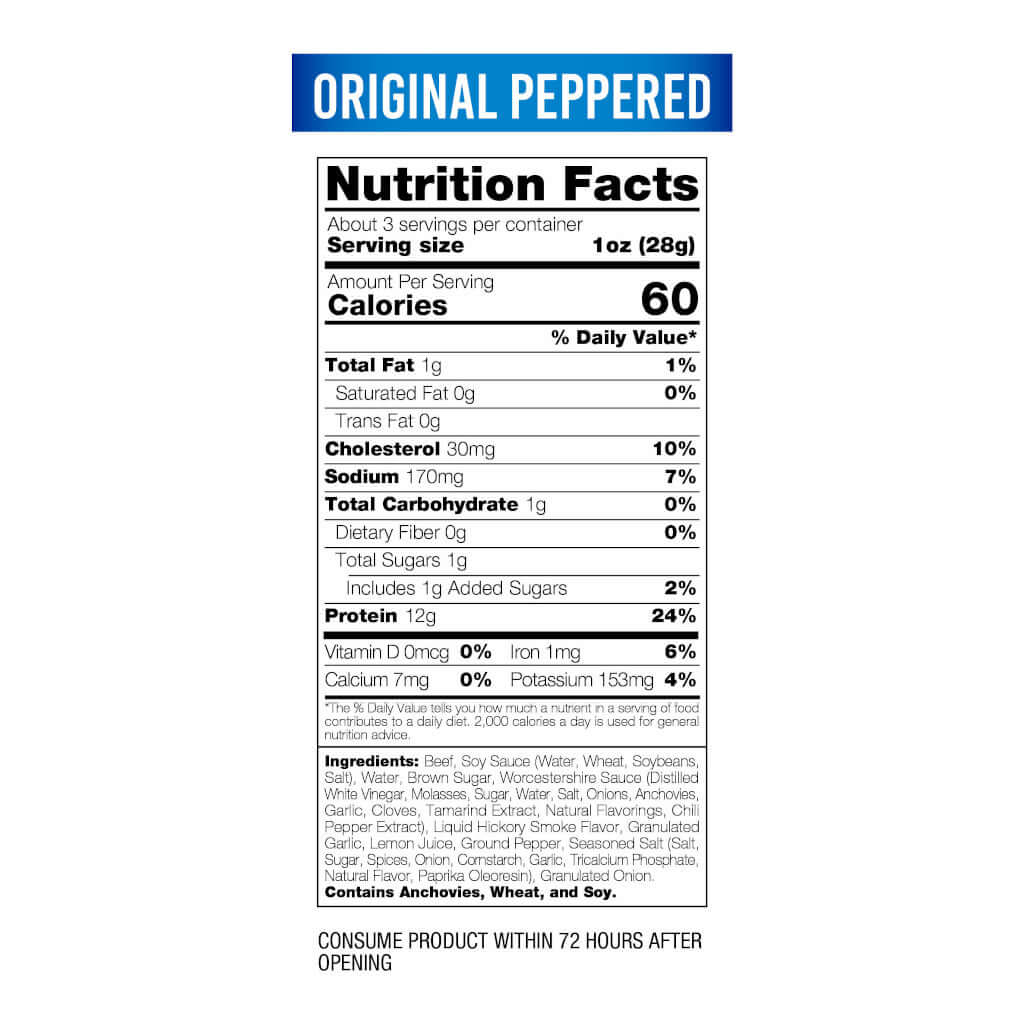 Picture of Wicked Cutz Beef Jerky Original Peppered Flavor Nutrition Facts