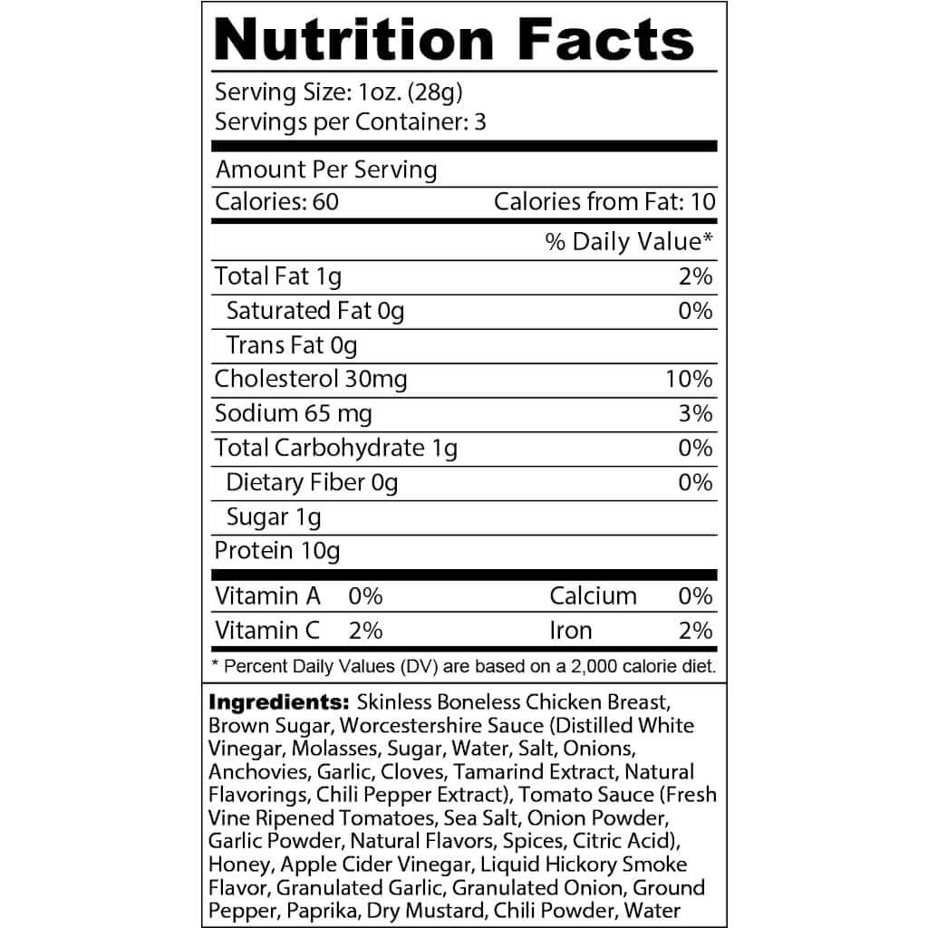 Picture of Wicked Cutz Chicken Jerky Sweet and Savory Flavor Nutrition Facts