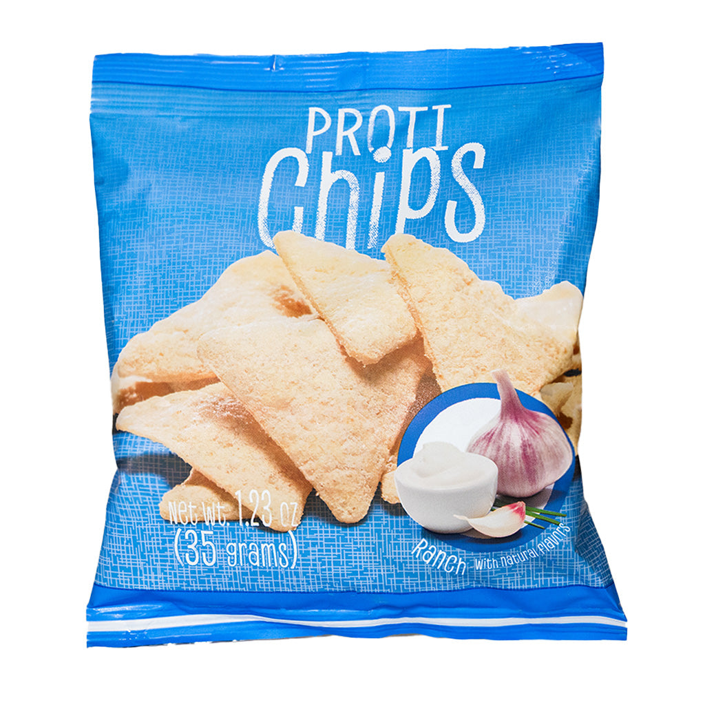 Proti Chips High Protein Chips Ranch flavor - tortilla chip bag on white background