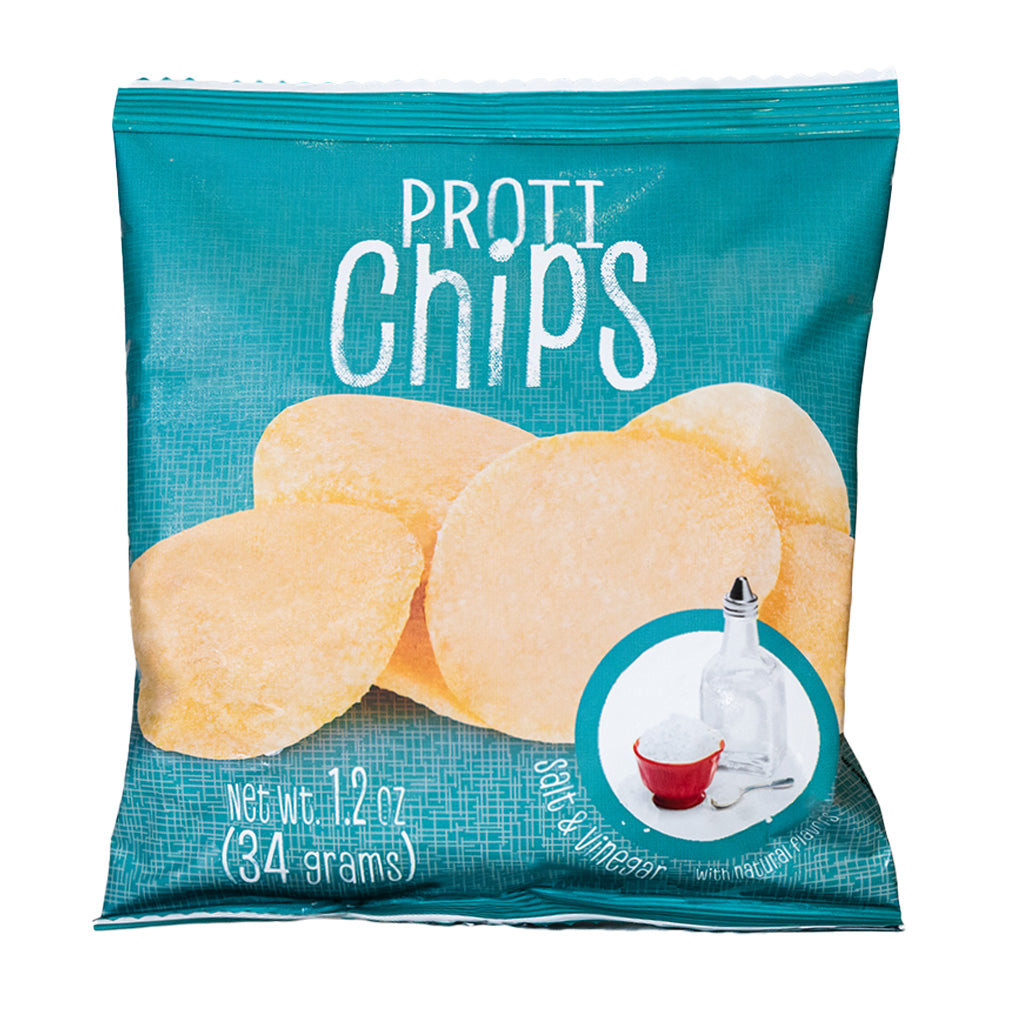 Proti Chips High Protein Chips Salt & Vinegar flavor - chip bag on white background