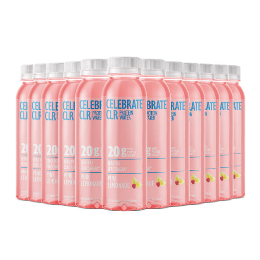 Multiple bottles of Celebi Protein Water on a white background