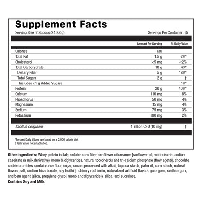 Smart Dimensions Protein + Probiotic Cookies & Cream Shake Powder