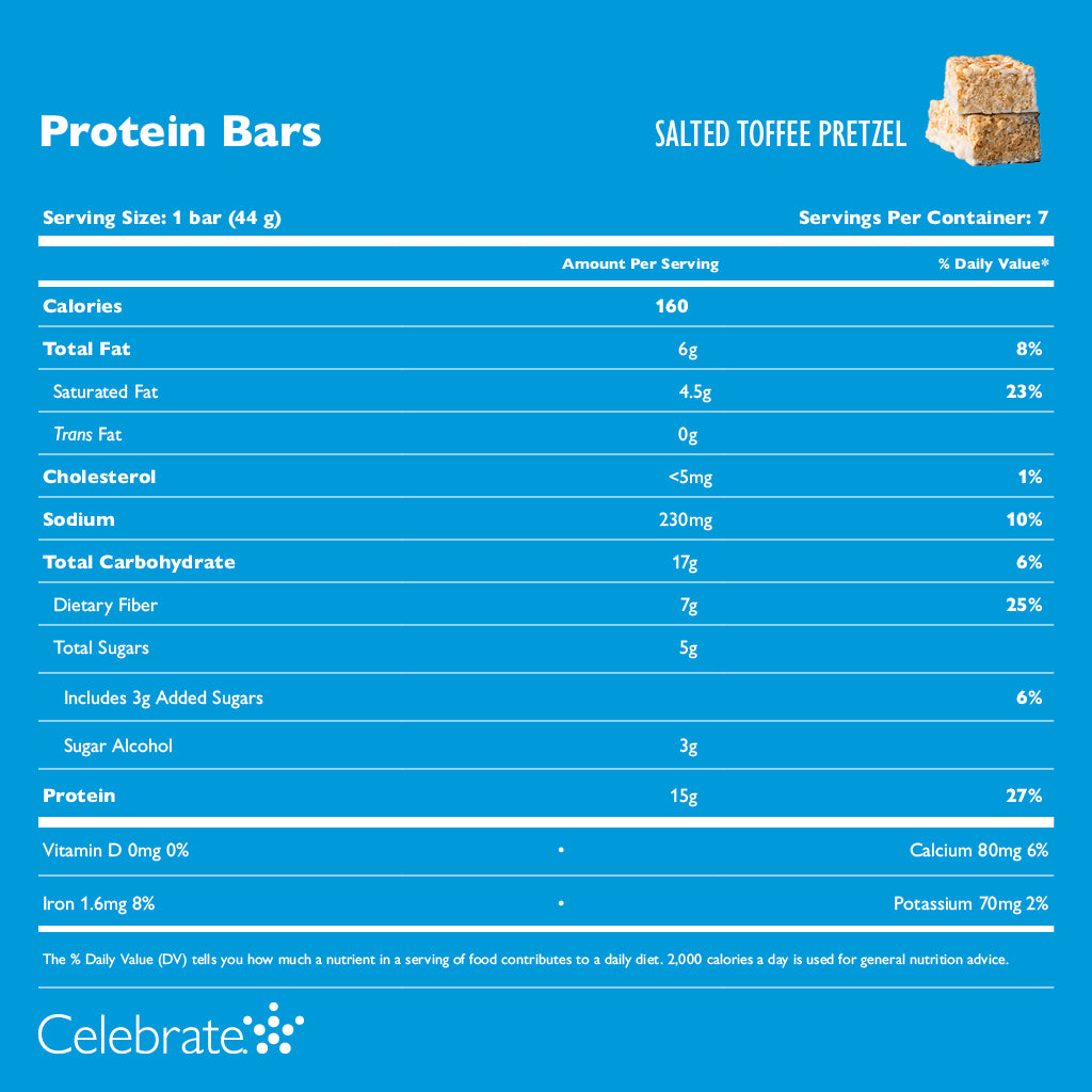 Celebrate Salted Toffee Pretzel Protein Bars